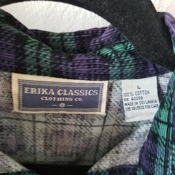 Erika Classics Plaid Shirt and Corduroy Vest M/L - Picture 5 of 10